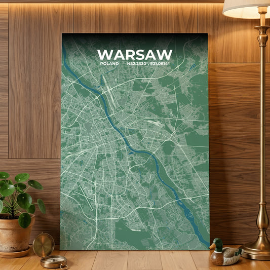 Warsaw Mist Map Poster