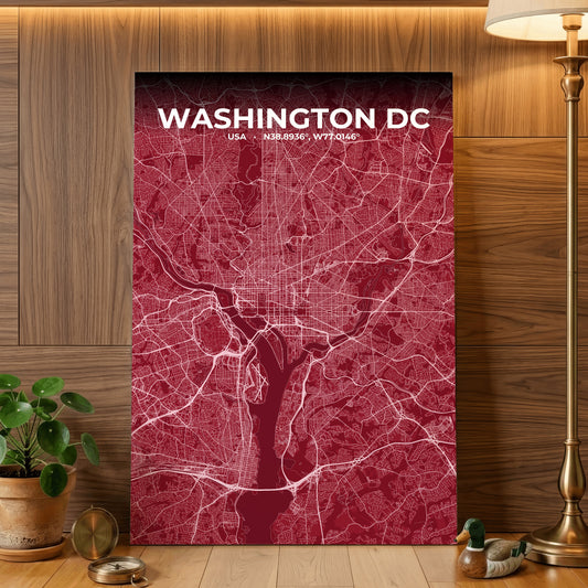 Washington DC Garnet Map Poster