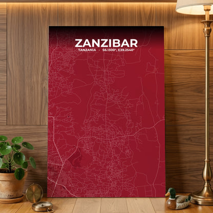 Zanzibar Garnet Map Poster