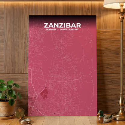 Zanzibar Scarlet Map Poster