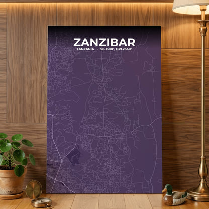 Zanzibar Dusk Map Poster
