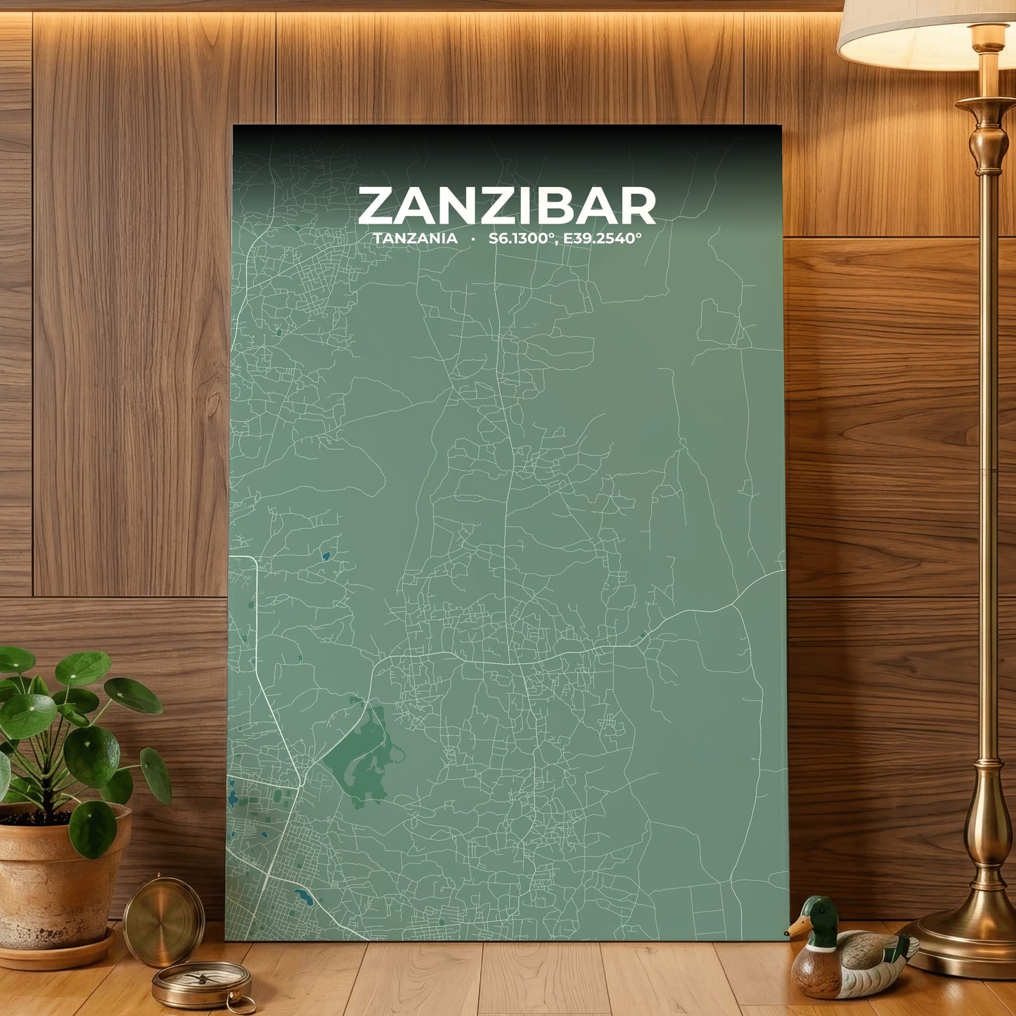 Zanzibar Mist Map Poster