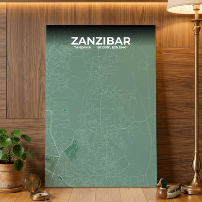 Zanzibar Mist Map Poster