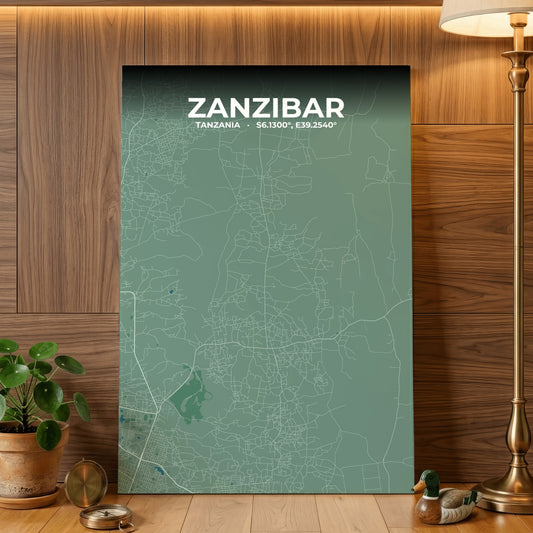 Zanzibar Mist Map Poster