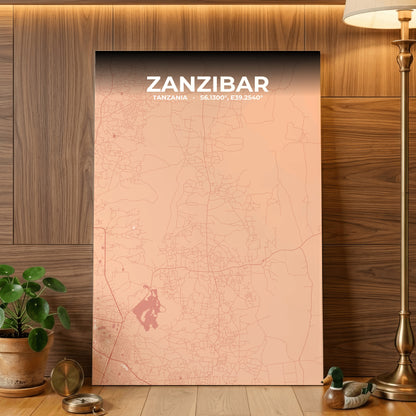 Zanzibar Blush Map Poster