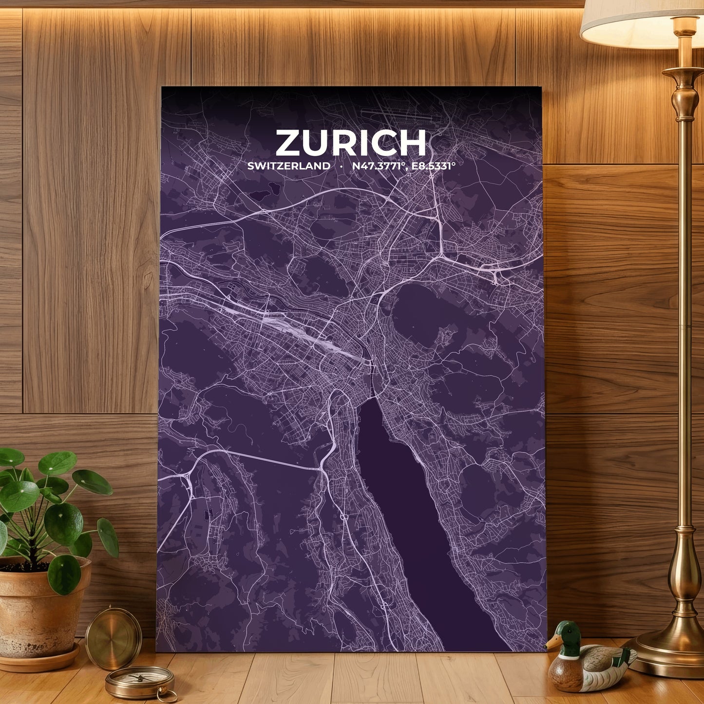 Zurich Dusk Map Poster