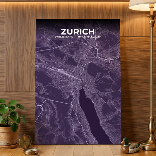 Zurich Dusk Map Poster