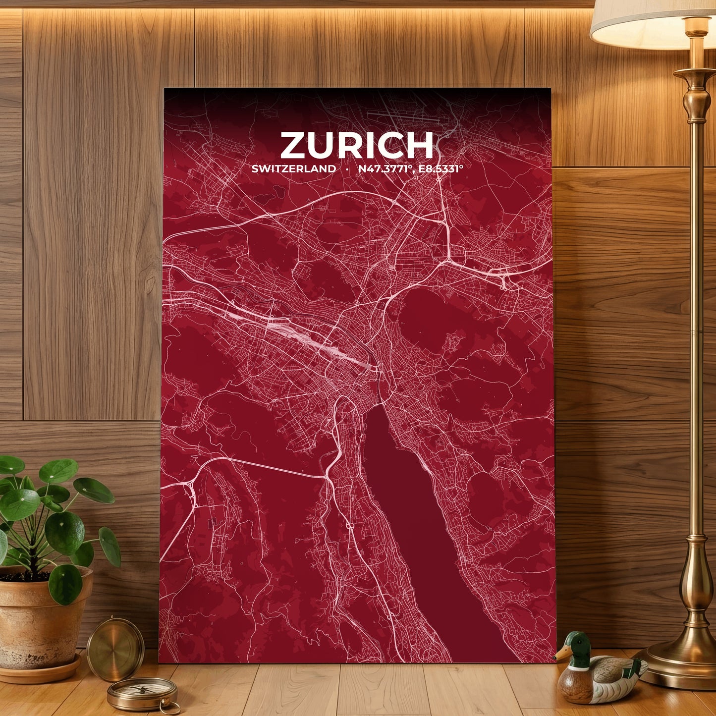 Zurich Garnet Map Poster