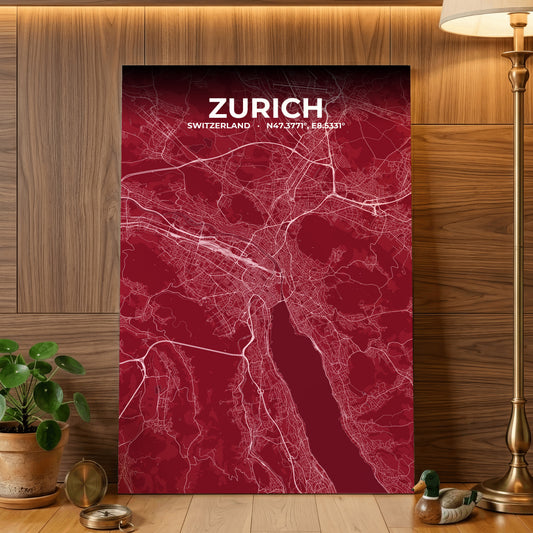 Zurich Garnet Map Poster