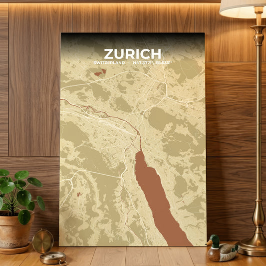 Zurich Ember Map Poster