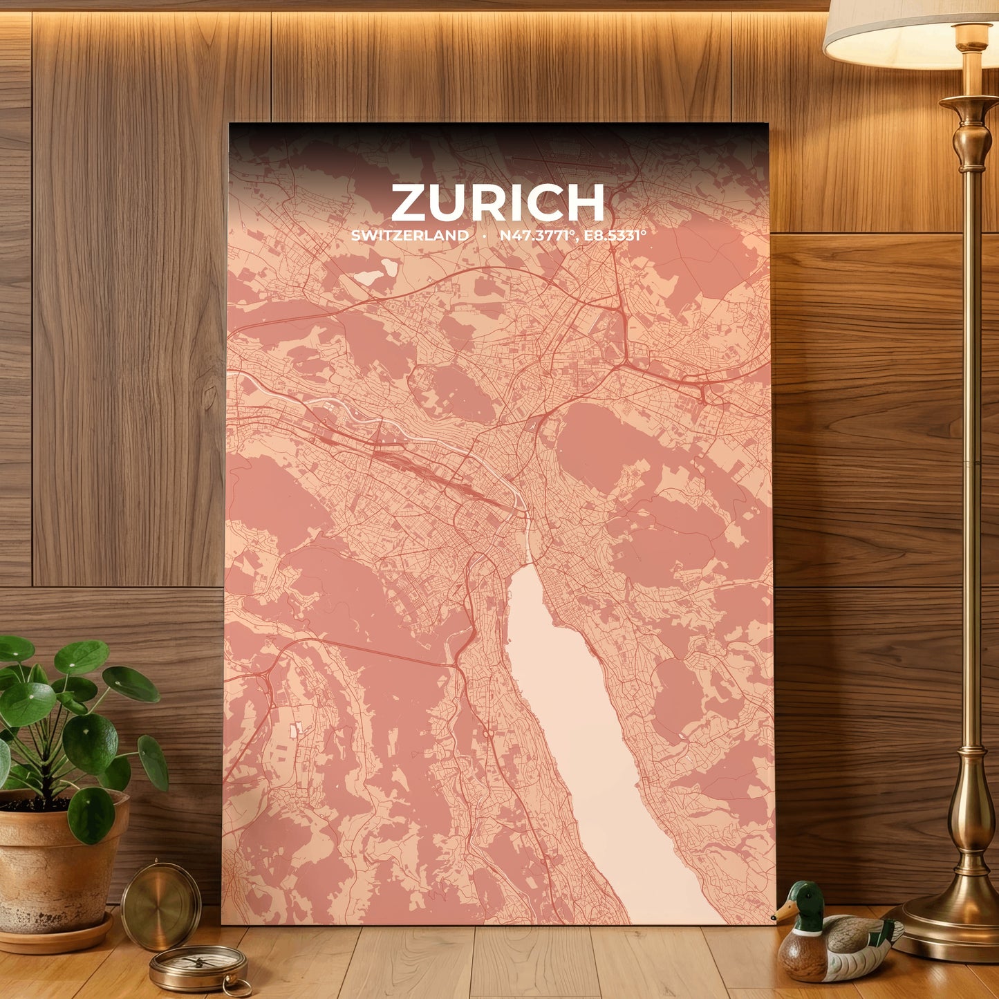 Zurich Blush Map Poster