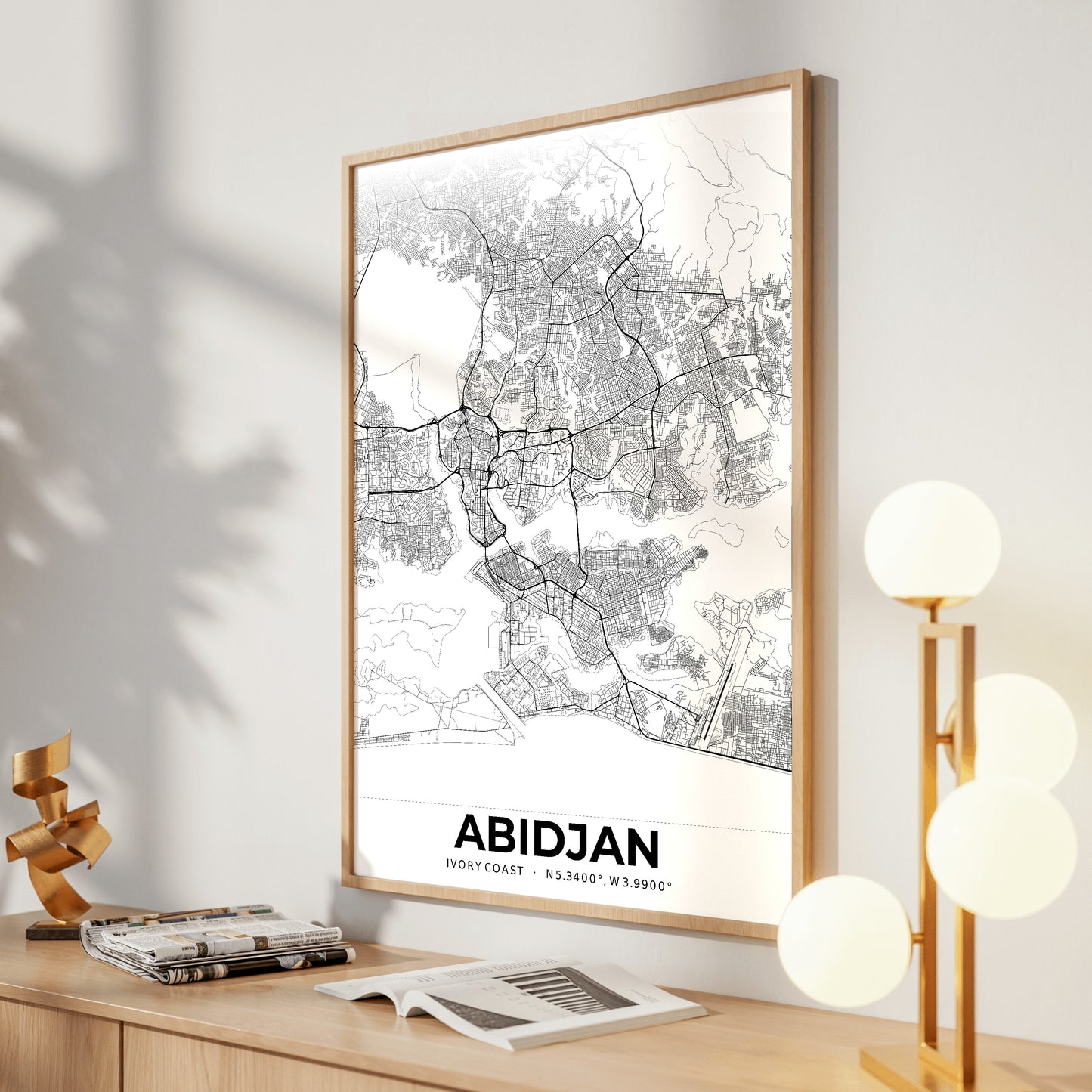 Abidjan Elegant Map Poster