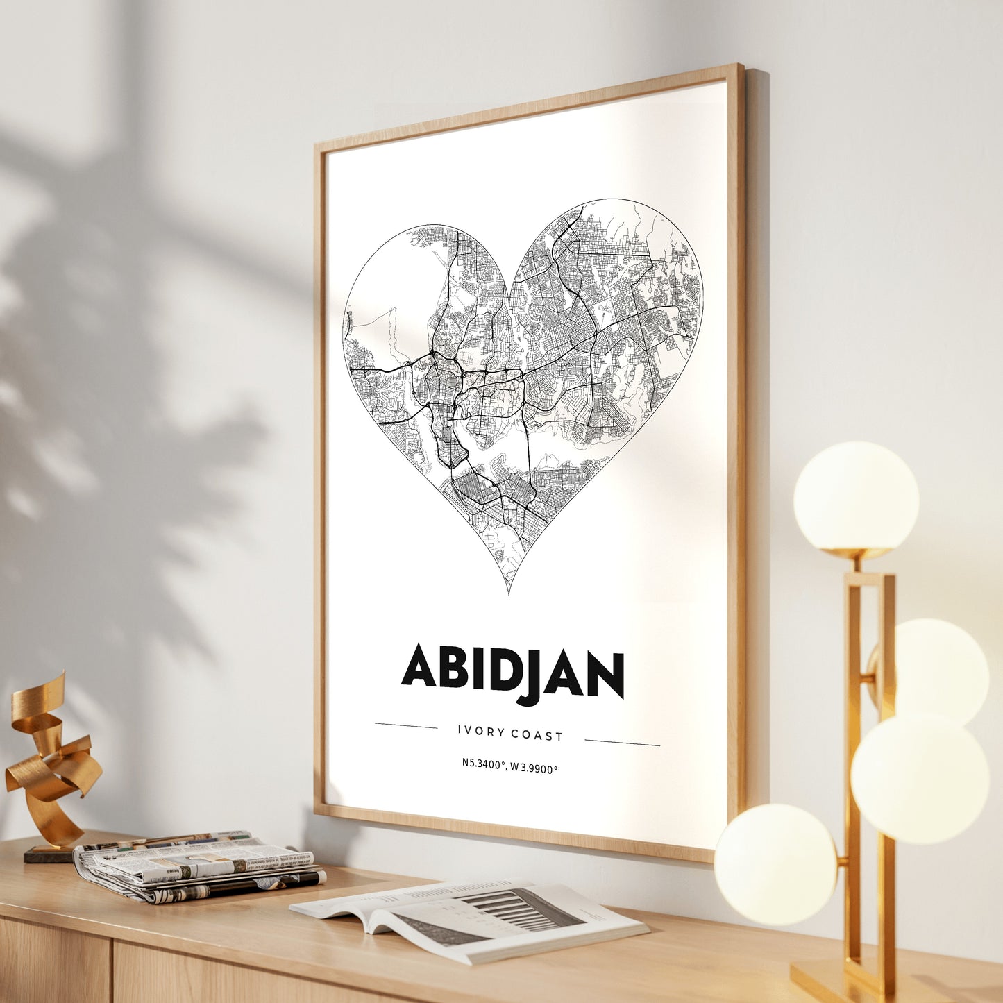 Abidjan Heart Map Poster