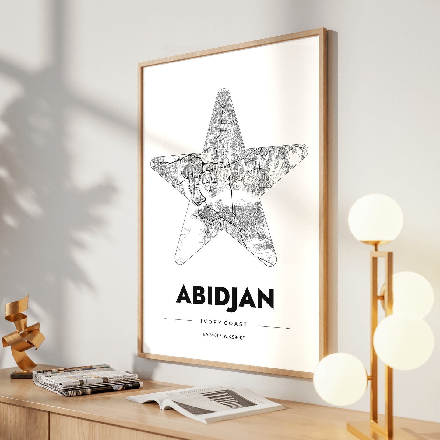 Abidjan Star Map Poster