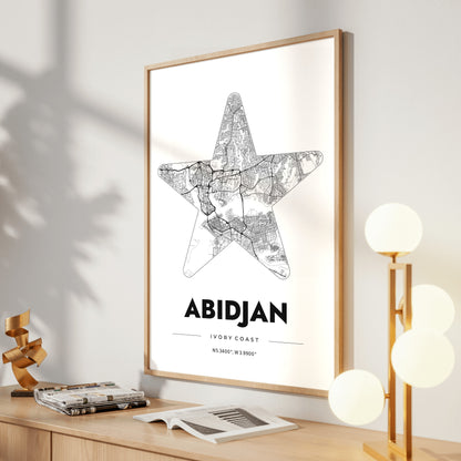 Abidjan Star Map Poster