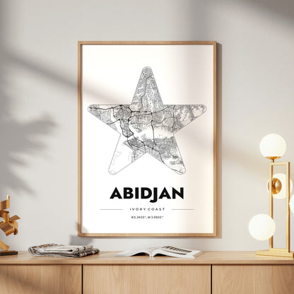 Abidjan Star Map Poster