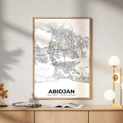 Abidjan Elegant Map Poster