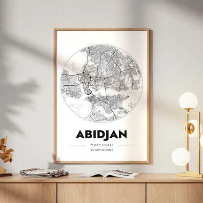 Abidjan Spot Map Poster