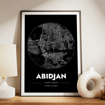 Abidjan Spot Map Poster