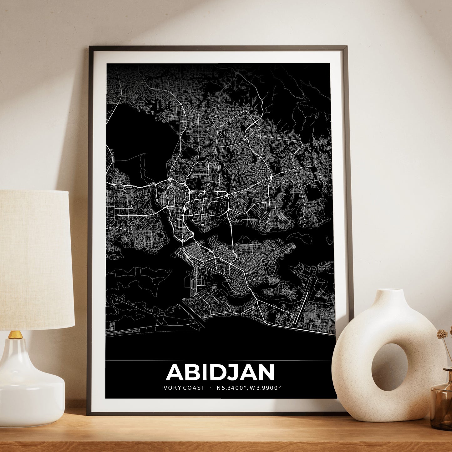 Abidjan Elegant Map Poster