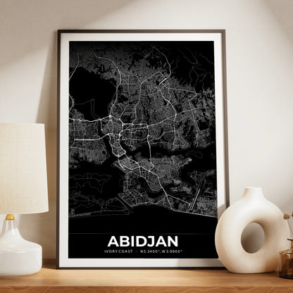 Abidjan Elegant Map Poster