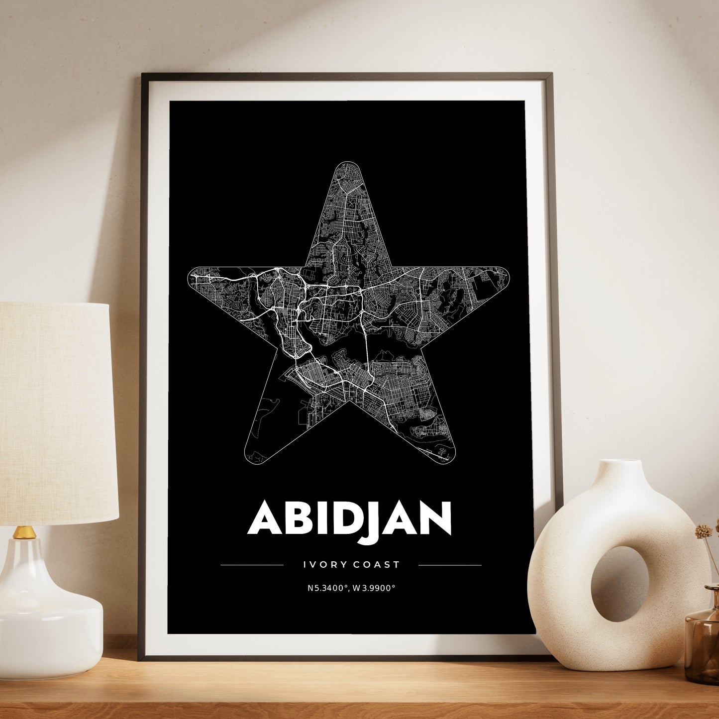 Abidjan Star Map Poster