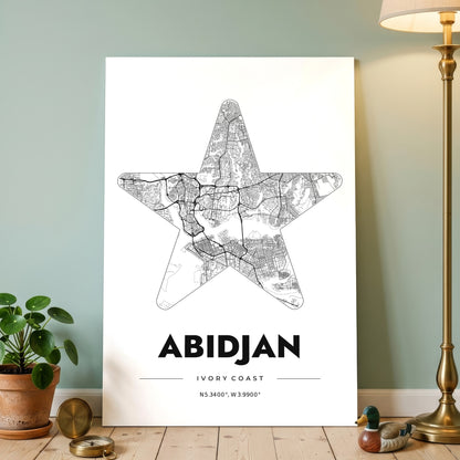 Abidjan Star Map Poster