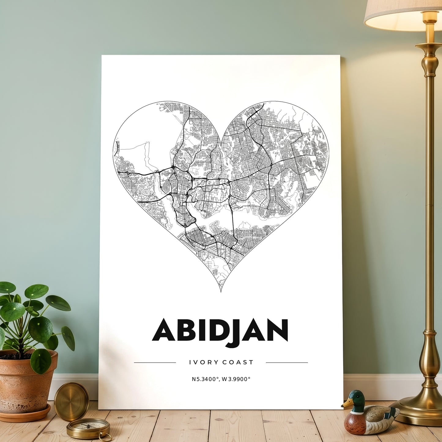 Abidjan Heart Map Poster