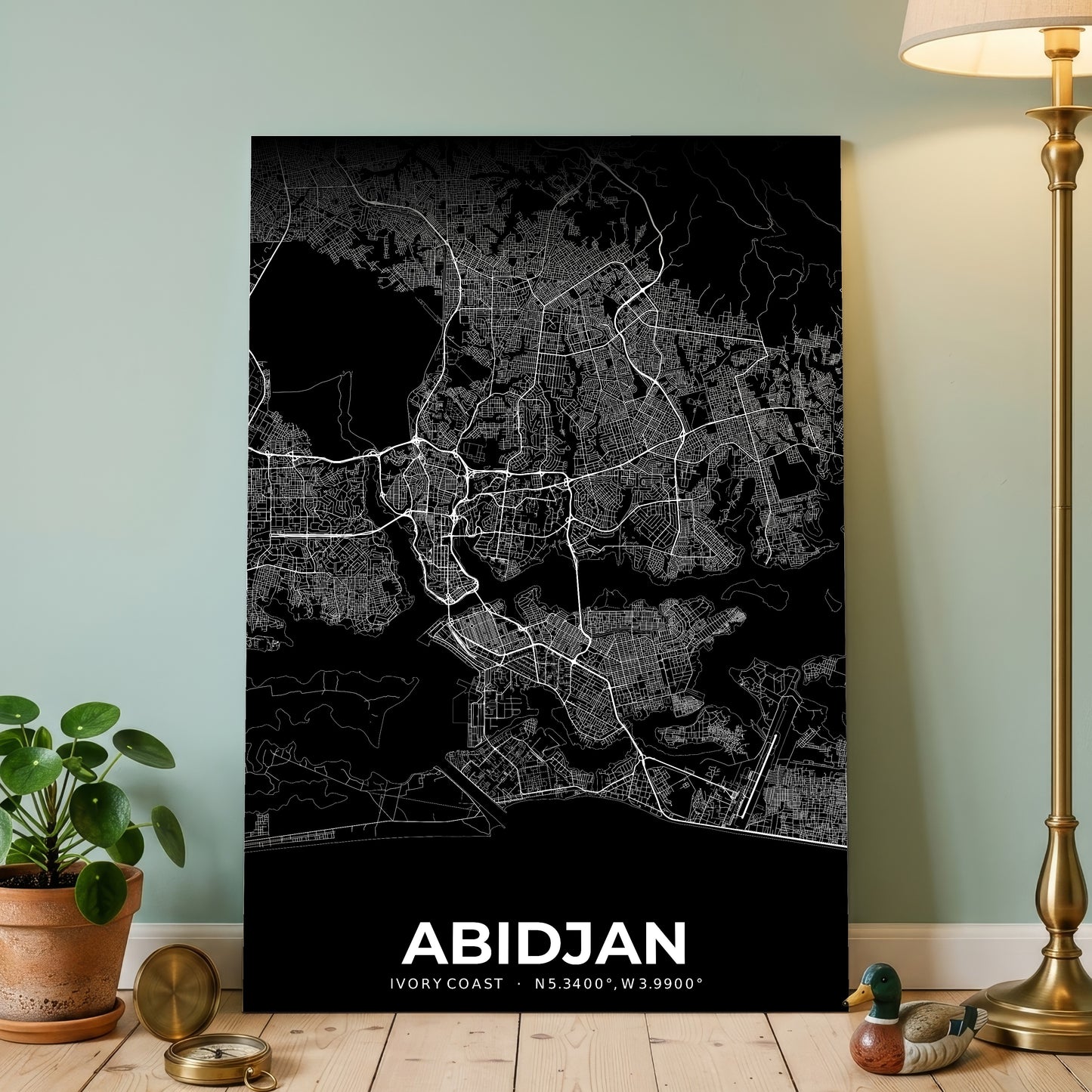 Abidjan Elegant Map Poster