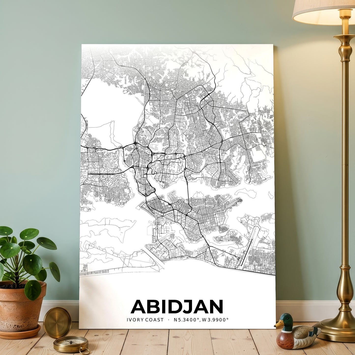 Abidjan Elegant Map Poster