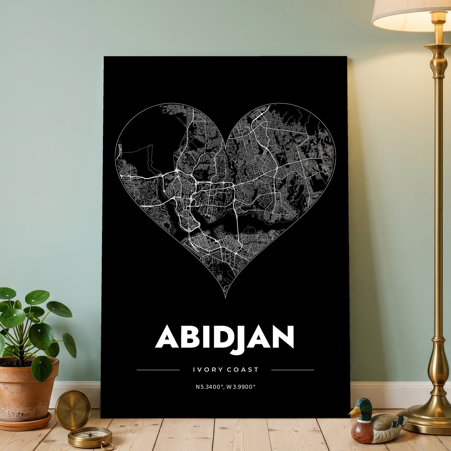 Abidjan Heart Map Poster