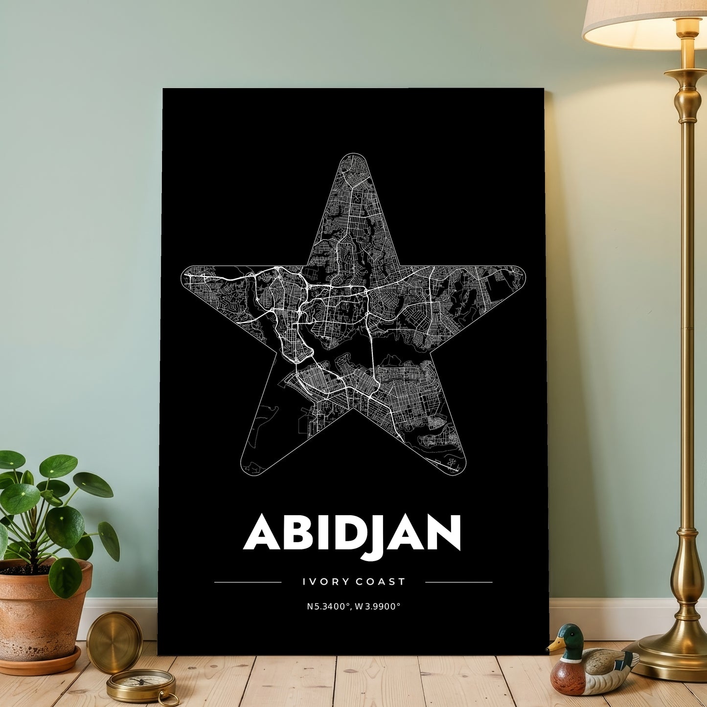 Abidjan Star Map Poster