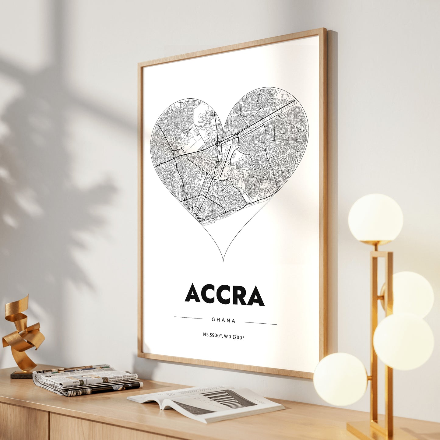 Accra Heart Map Poster