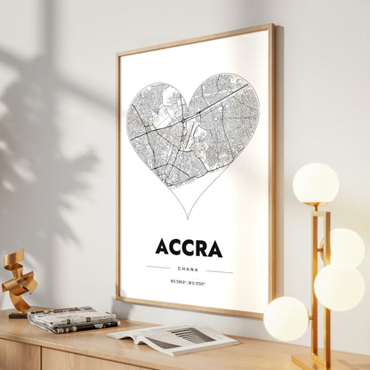 Accra Heart Map Poster