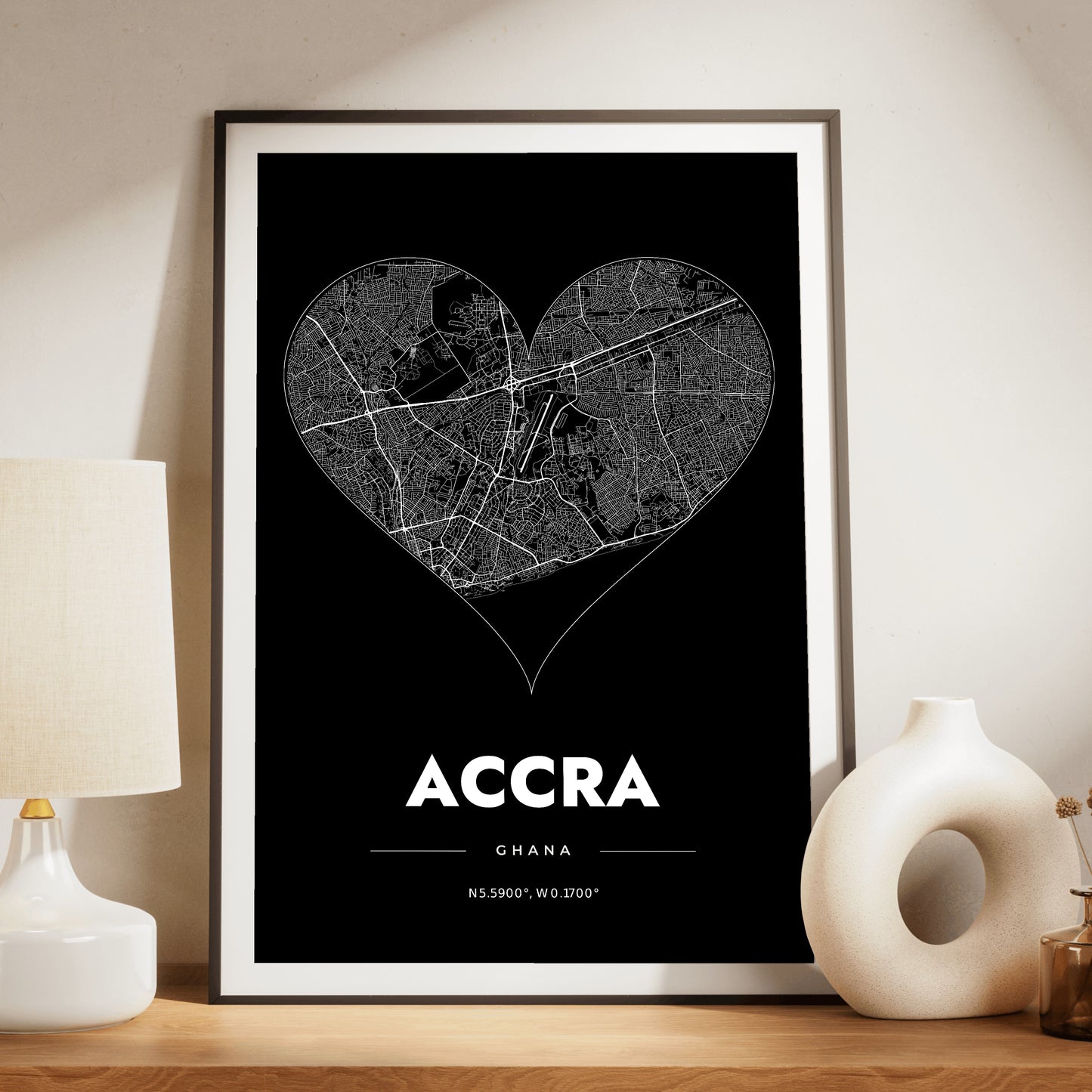Accra Heart Map Poster