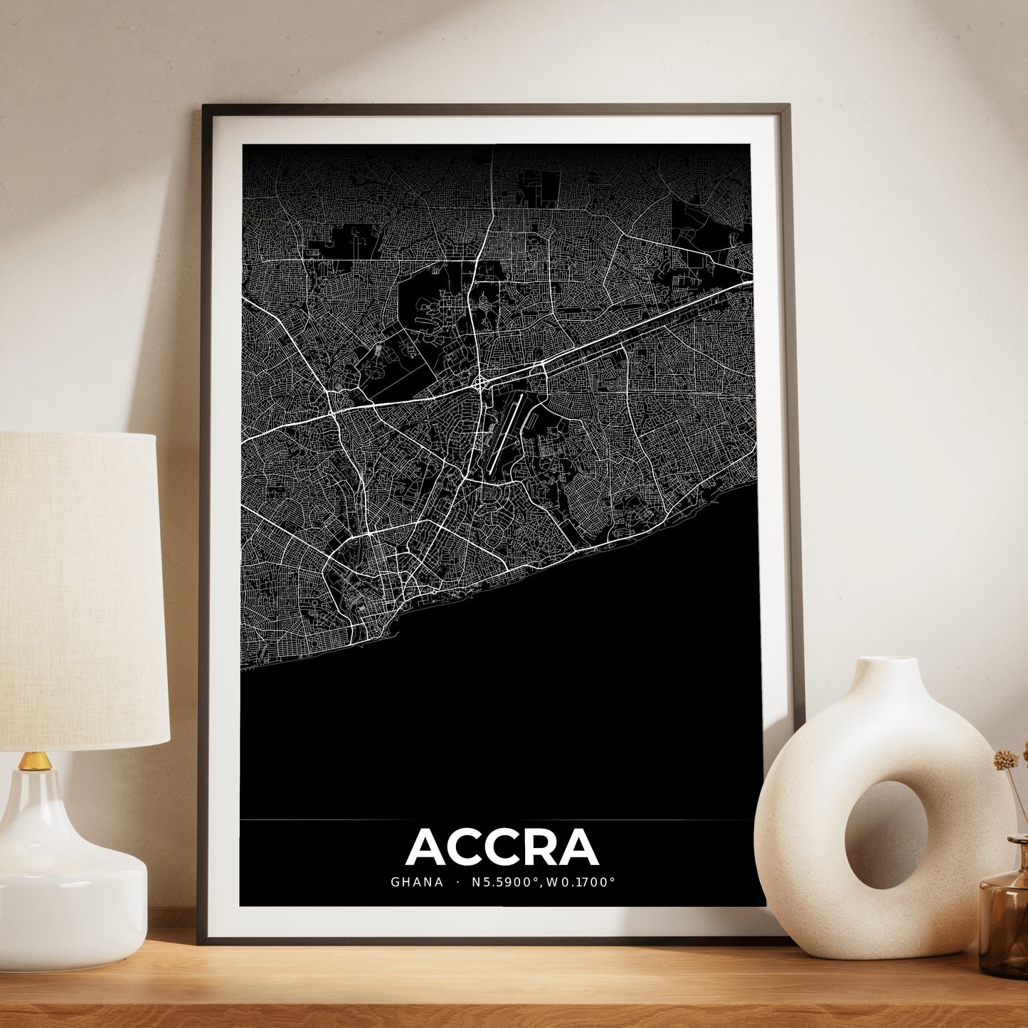 Accra Elegant Map Poster