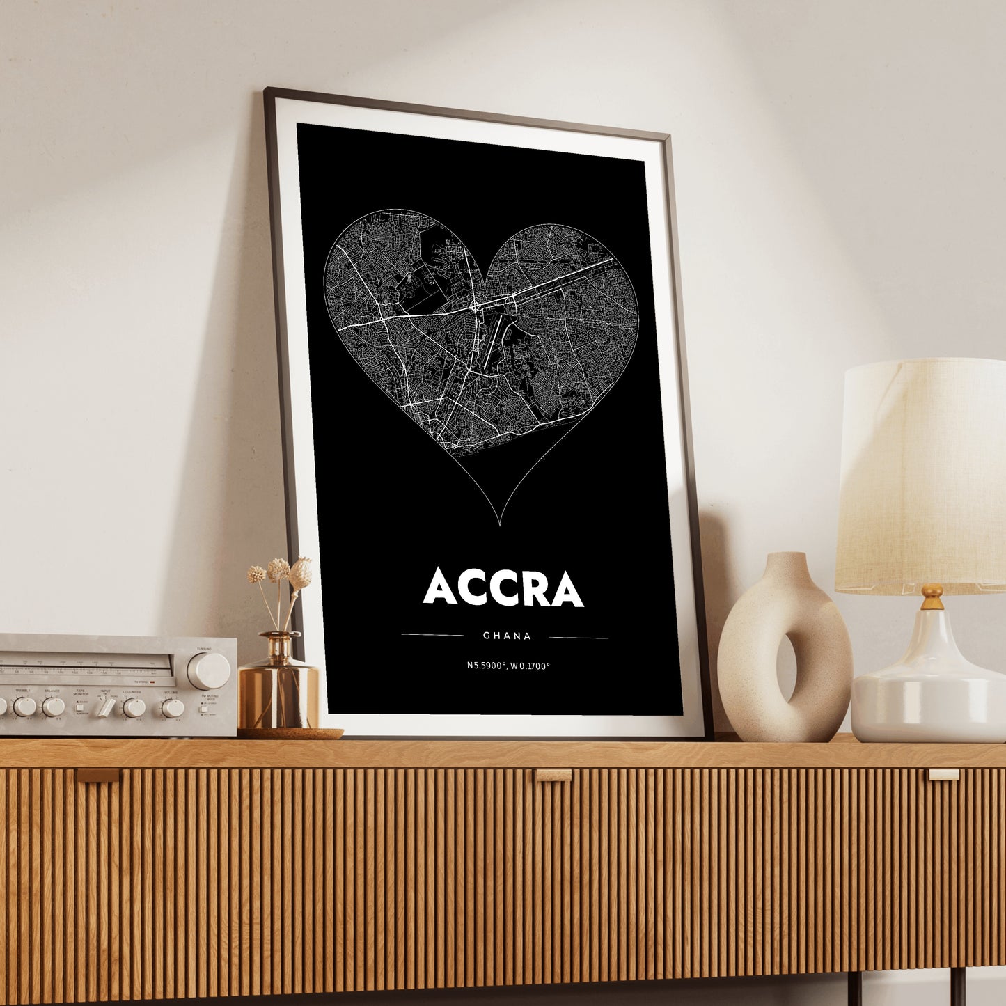Accra Heart Map Poster