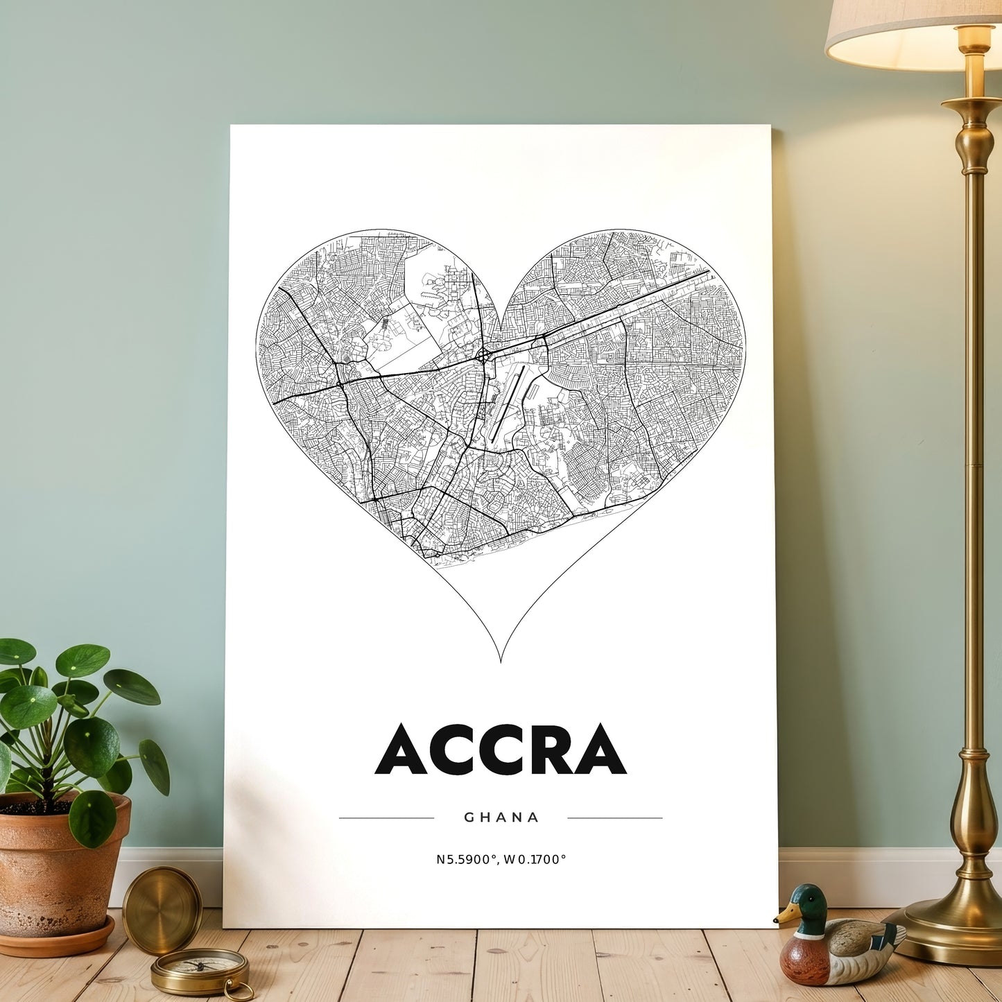 Accra Heart Map Poster