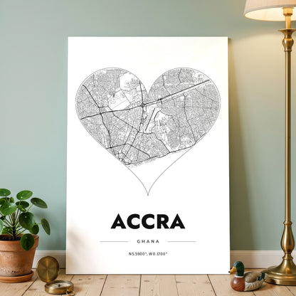 Accra Heart Map Poster