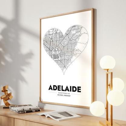Adelaide Heart Map Poster