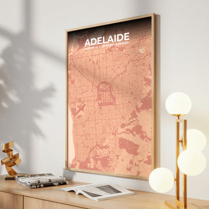 Adelaide Blush Map Poster