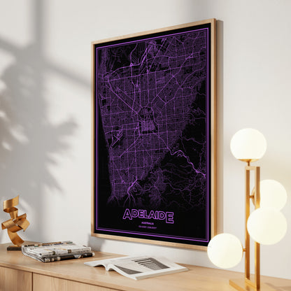 Adelaide Phosphor Map Poster - EGA Violet