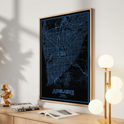 Adelaide Phosphor Map Poster - IBM Blue