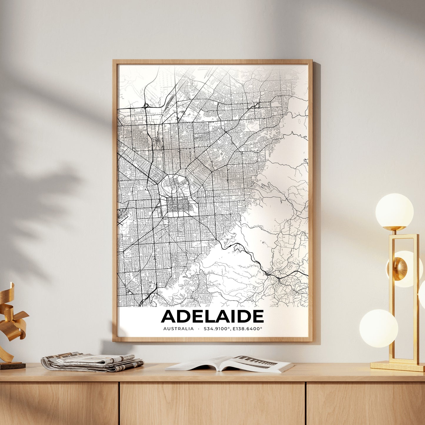 Adelaide Elegant Map Poster