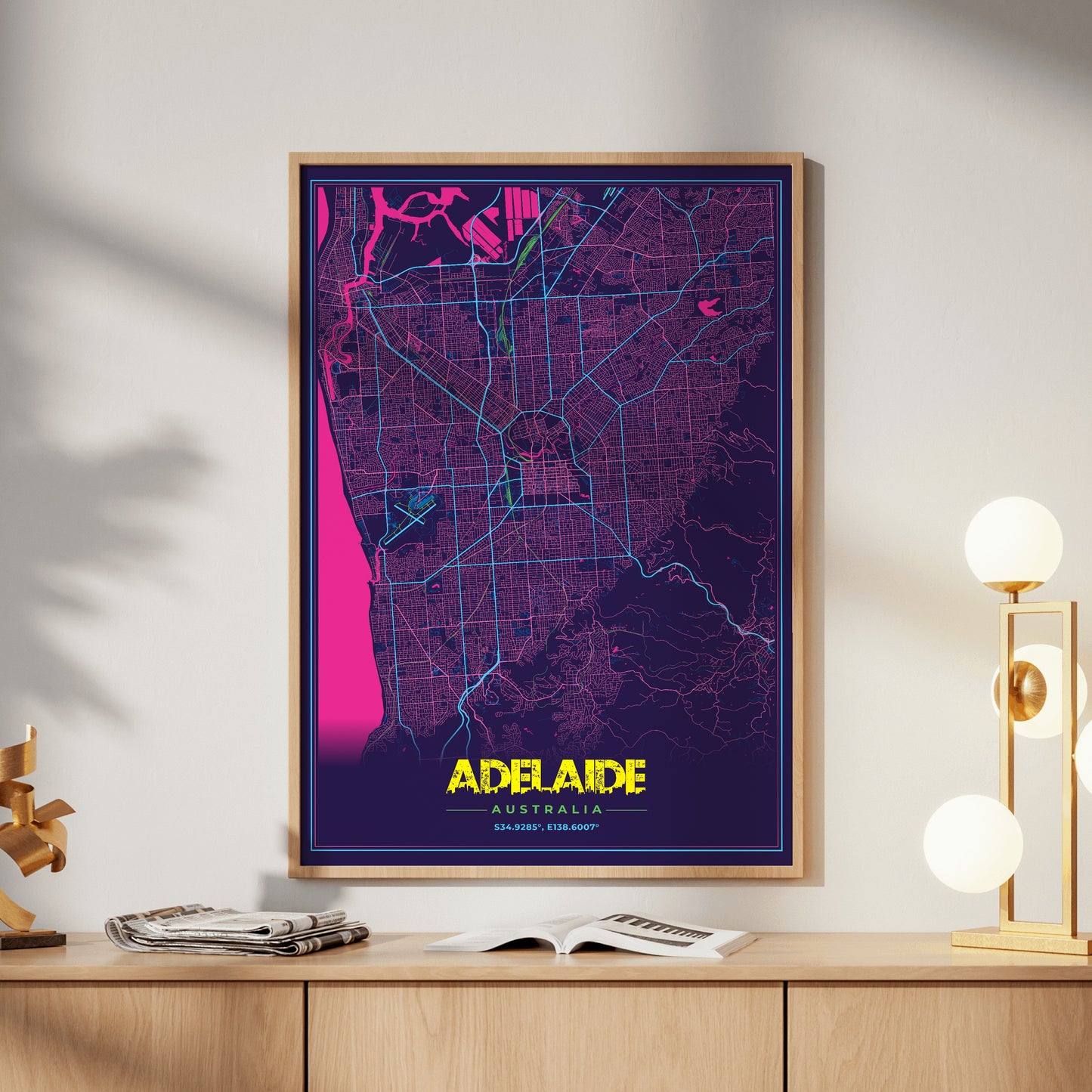 Adelaide Cyberpunk Map Poster