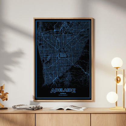 Adelaide Phosphor Map Poster - IBM Blue