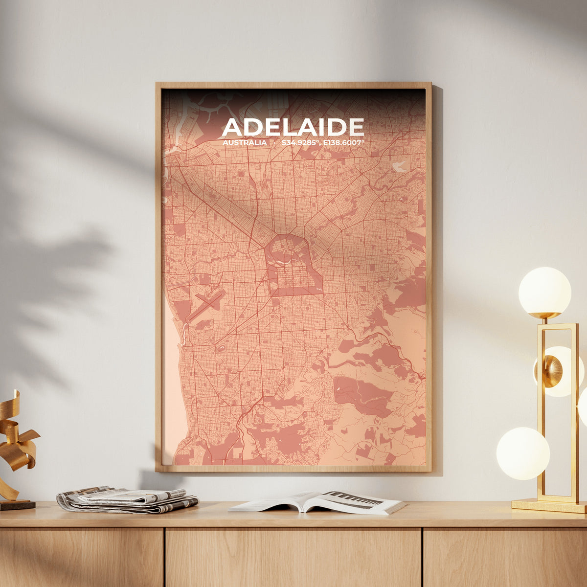 Adelaide Blush Map Poster
