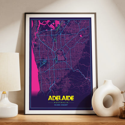 Adelaide Cyberpunk Map Poster