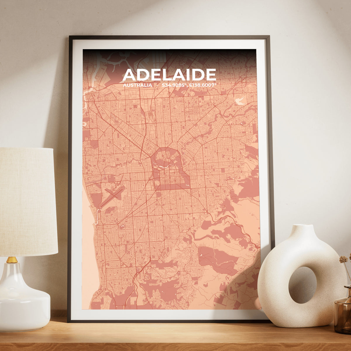 Adelaide Blush Map Poster
