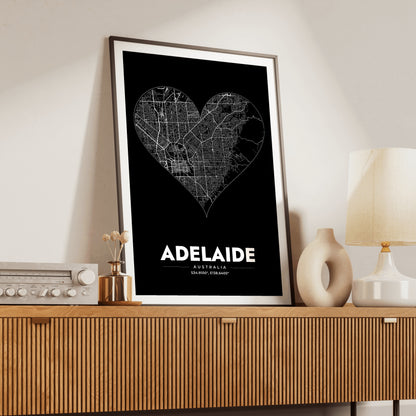Adelaide Heart Map Poster